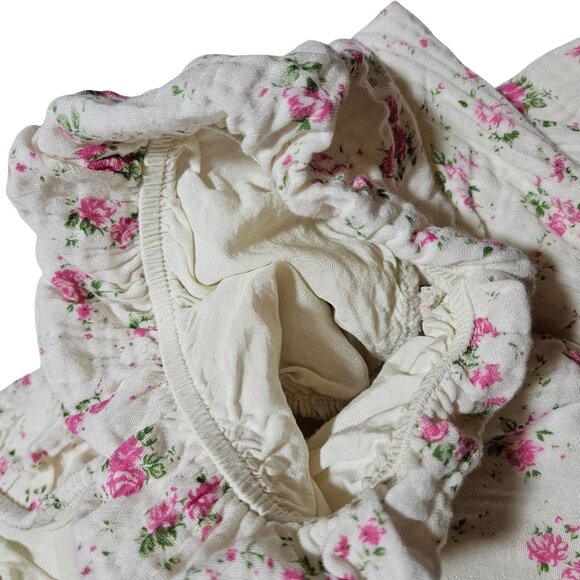 Floral Puff Sleeve Smocked Crop Top With Ruffle Hem Spring - Picture 6 of 14